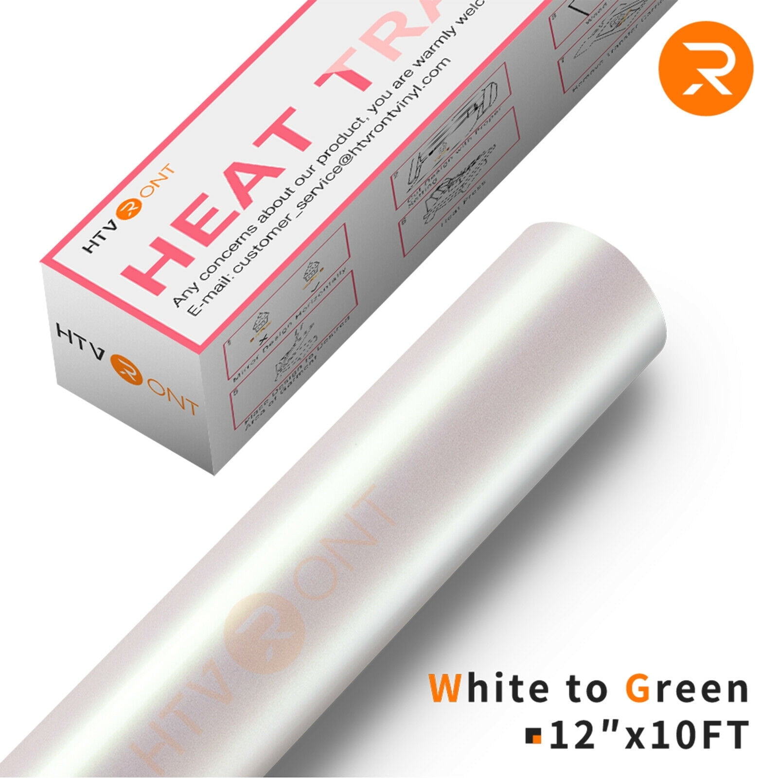 HTVRONT 12" x 10FT White to Green Chameleon Heat Transfer Vinyl