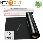 HTVRONT 12" x 15FT Heat Transfer Vinyl Black HTV Roll Iron on T-Shirts, Clothing and Textiles for Cricut