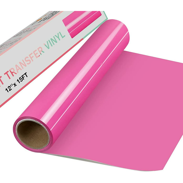 HTVRONT 12 inch x 15ft Heat Transfer Vinyl Pink HTV Roll Iron on T-Shirts, Clothing and Textiles for Cricut, Size: 12 x 15ft