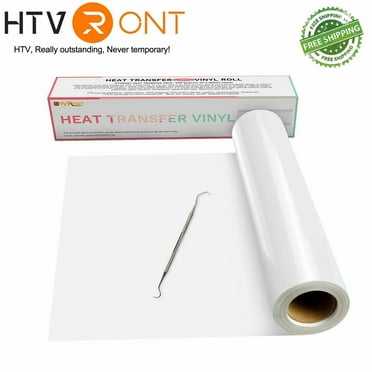 HTVRONT 12" x 15FT Heat Transfer Vinyl White HTV Roll Iron on T-Shirts, Clothing and Textiles for HTVRONT