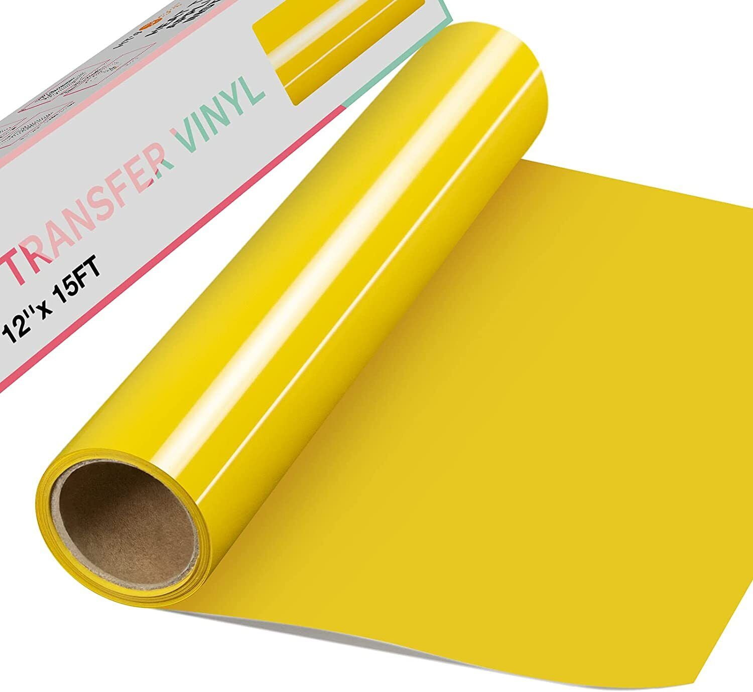 HTVRONT 12 x 15FT Heat Transfer Vinyl Yellow HTV Roll Iron on T-Shirts,  Clothing and Textiles for Cricut 