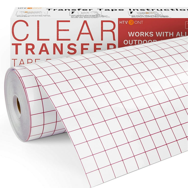 HTVRONT 12 x 200 Feet Transfer Tape for Vinyl with Red Alignment