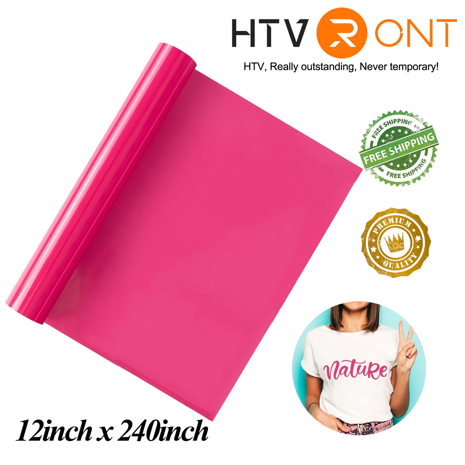 HTVRONT 12 x 20FT Rose Red Vinyl Iron on HTV T-shirt for Cricut