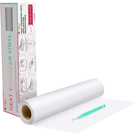 HTVRONT 12" x 20FT White Vinyl Iron on HTV T-shirt for HTVRONT & All Cutter Machine