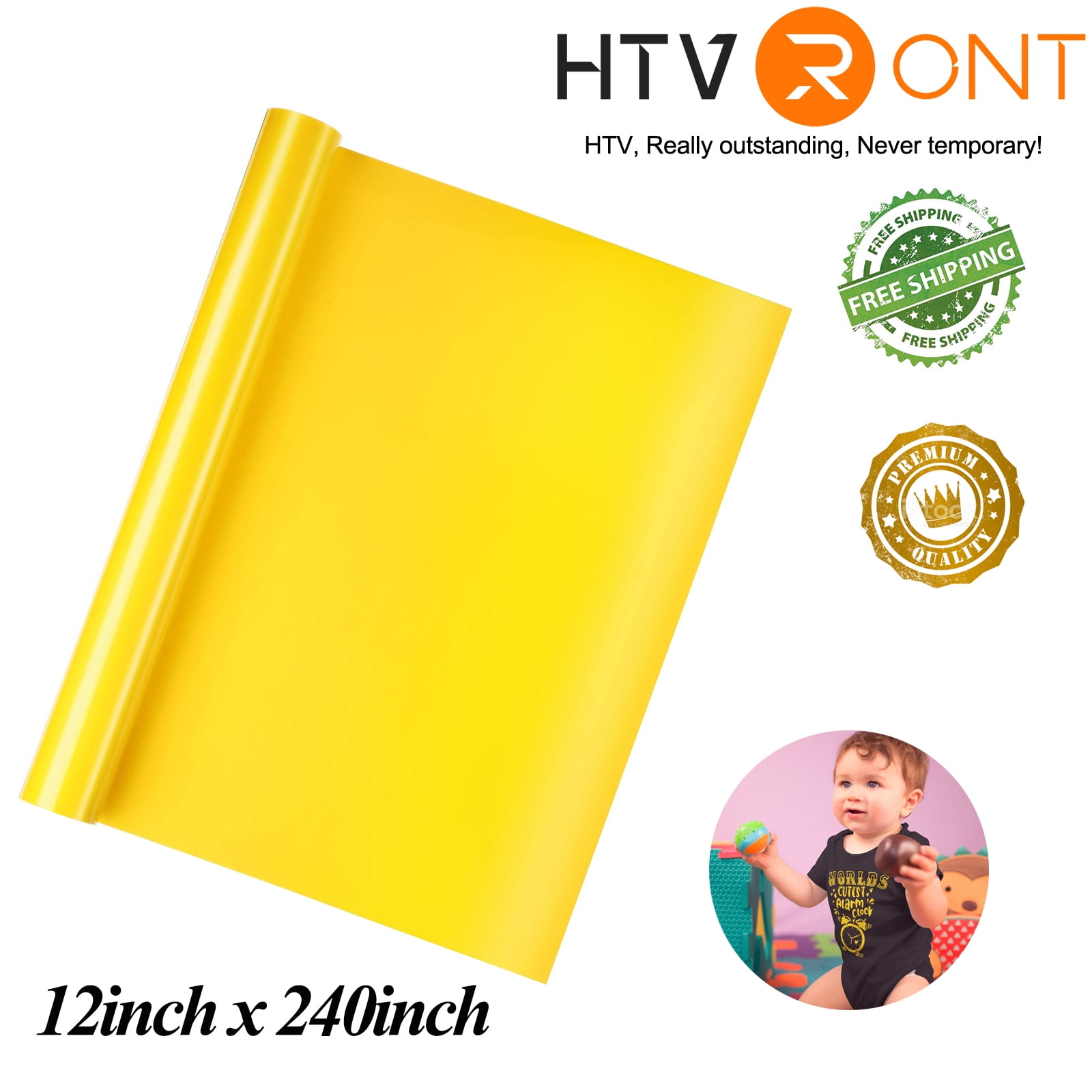 Yellow Htv Heat Transfer Vinyl For Cricut Machine, Iron On Vinyl