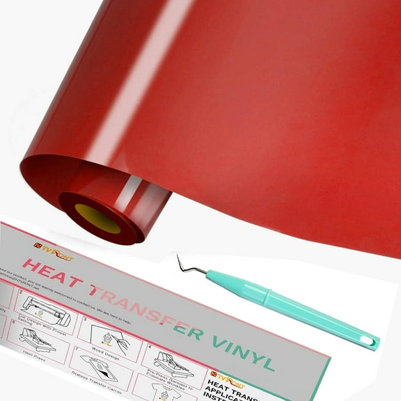 HTVRONT 12" x 25FT Red HTV Vinyl Iron on Heat Transfer Vinyl for HTVRONT & All Cutter Machine