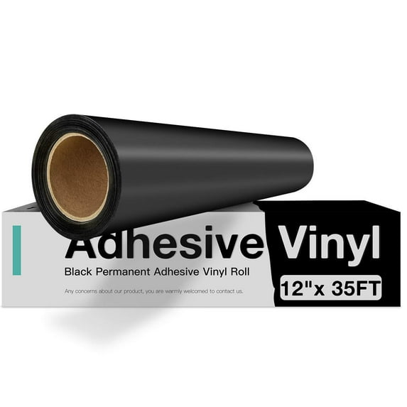 HTVRONT 12" x 35 FT Matte Black Permanent Vinyl, Adhesive Vinyl Roll for Cricut,Silhouette, Cameo Cutters,Signs,Scrapbooking,Craft,Die Cutters