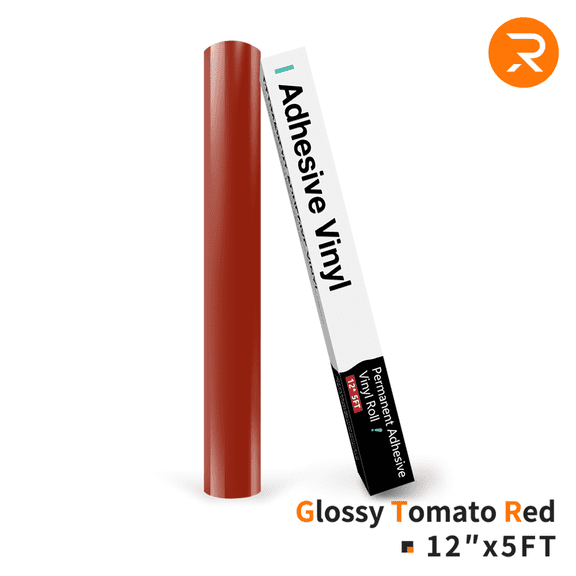 HTVRONT 12" x 5" Glossy Tomato Red Permanent Adhesive Vinyl for Decoration, Sticker, Craft Cutter, Car Decal