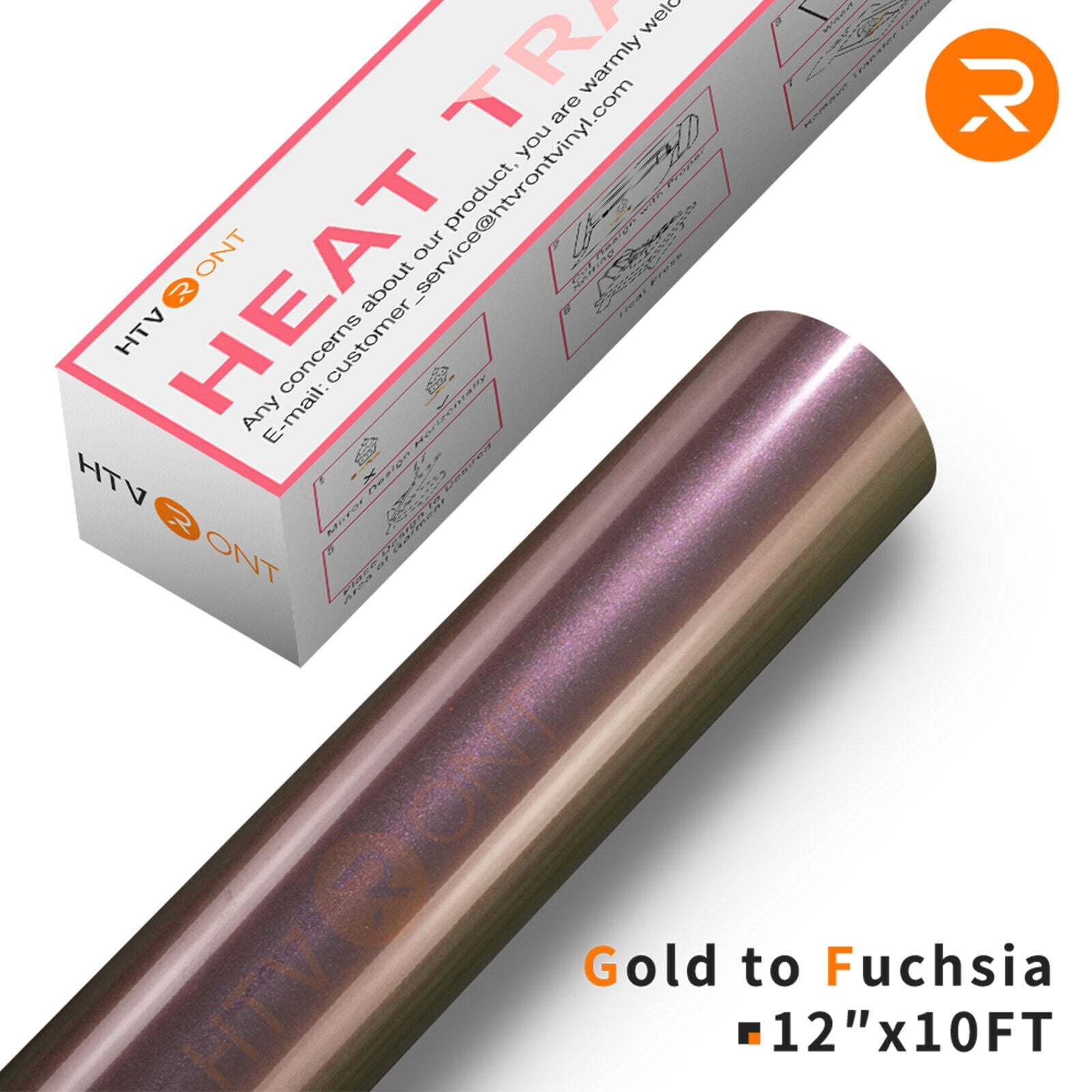 HTVRONT 12" x 5FT Gold to Fuchsia Chameleon Heat Transfer Vinyl Gradient Change Color Iron On Vinyl