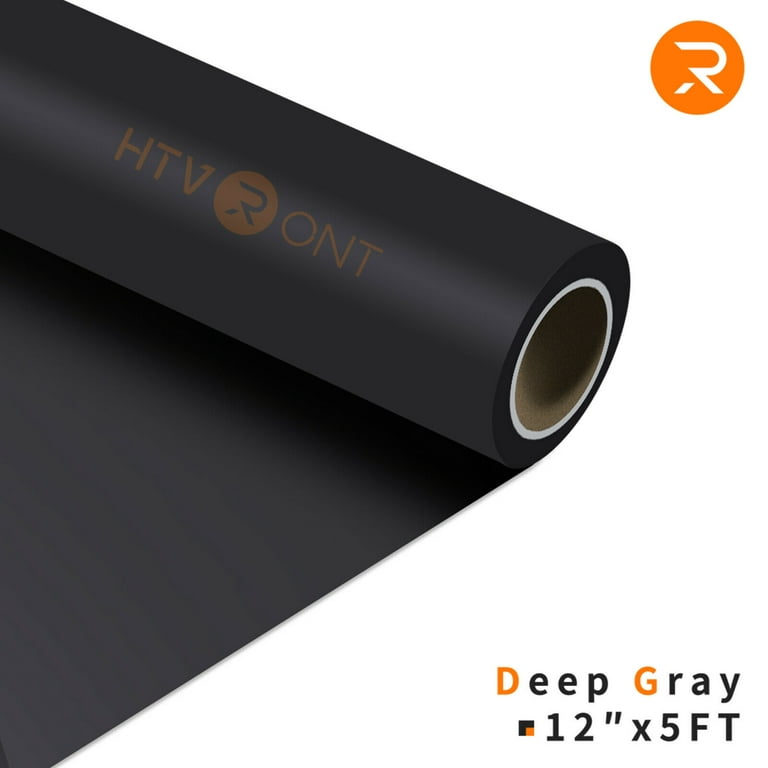 HTVRONT 12 x 5FT Heat Transfer Vinyl Dark Gray HTV Rolls for T-Shirts,  Clothing and Textiles, Easy Transfers 