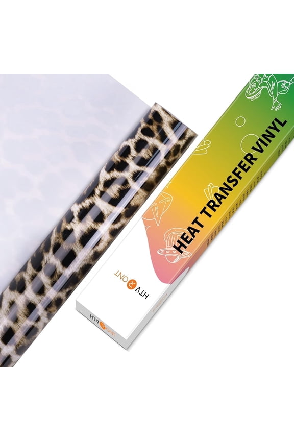 12" x 5FT Heat Transfer Vinyl Light Brown Leopard Pattern HTV Rolls for T-Shirts, Clothing and Textiles, Easy Transfers