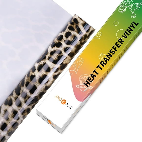 HTVRONT 12" x 5FT Heat Transfer Vinyl Light Brown Leopard Pattern HTV Rolls for T-Shirts, Clothing and Textiles, Easy Transfers
