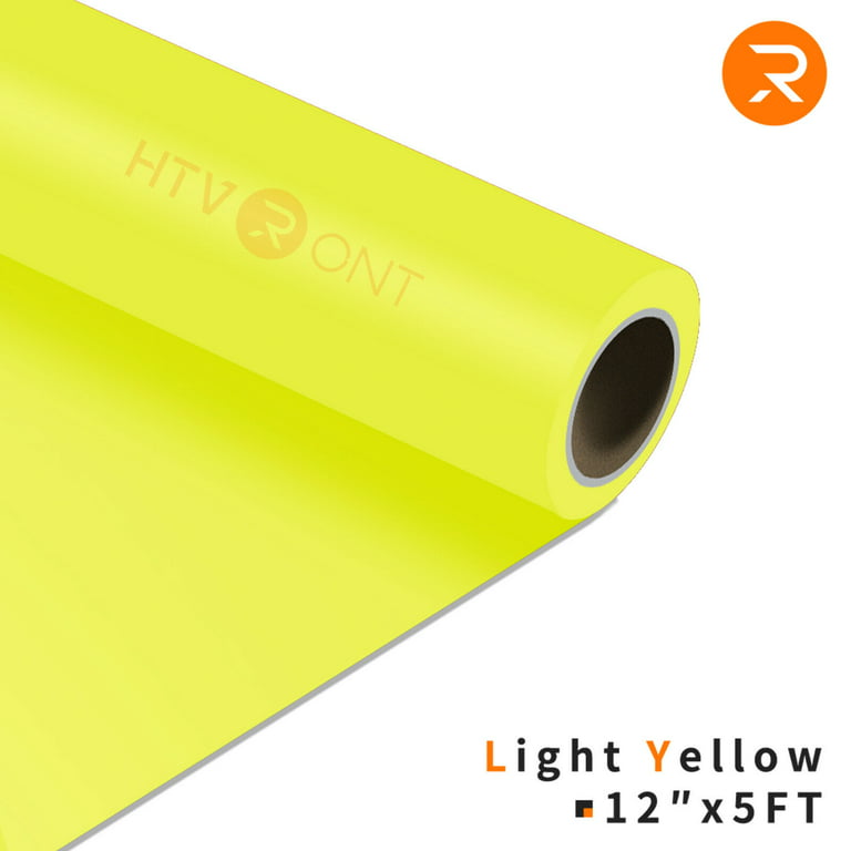 HTVRONT 12 x 5FT Heat Transfer Vinyl Light Yellow HTV Rolls for T-Shirts,  Clothing and Textiles, Easy Transfers 