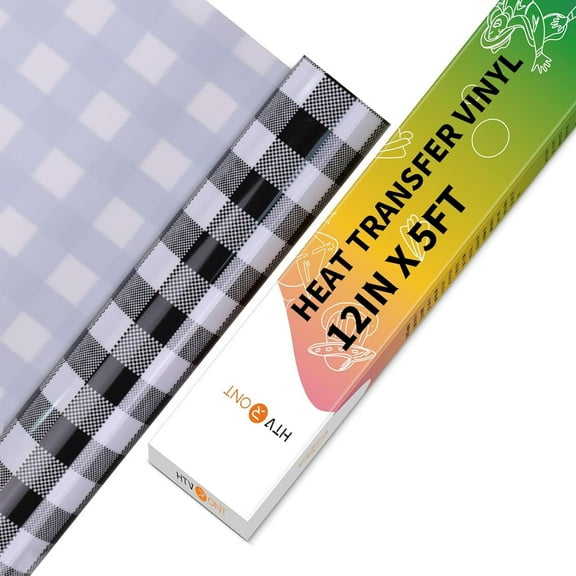 HTVRONT 12" x 5FT Heat Transfer Vinyl Patterned Black and White HTV Rolls for T-Shirts, Clothing and Textiles, Easy Transfers