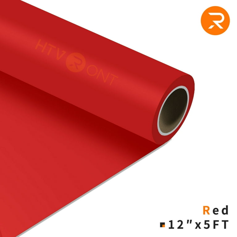 HTVRONT 12 x 5FT Heat Transfer Vinyl Red HTV Rolls for T-Shirts, Clothing  and Textiles, Easy Transfers