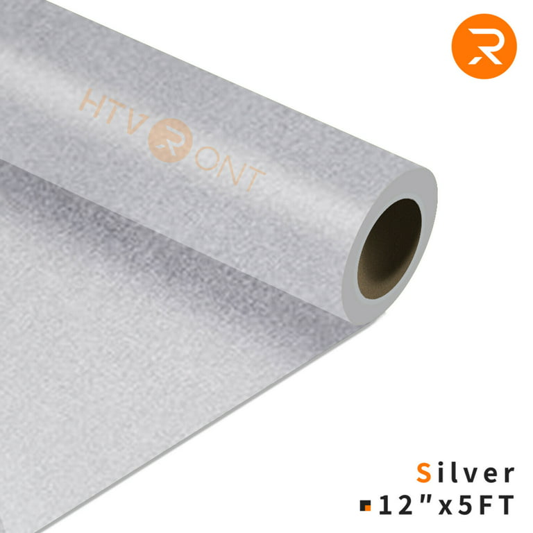 HTVRONT 12 x 5FT Heat Transfer Vinyl Silver HTV Rolls for T-Shirts,  Clothing and Textiles, Easy Transfers
