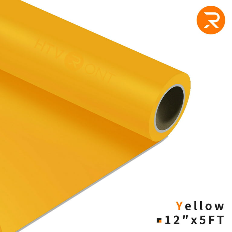 HTVRONT 12 x 5FT Heat Transfer Vinyl Yellow HTV Rolls for T-Shirts,  Clothing and Textiles, Easy Transfers