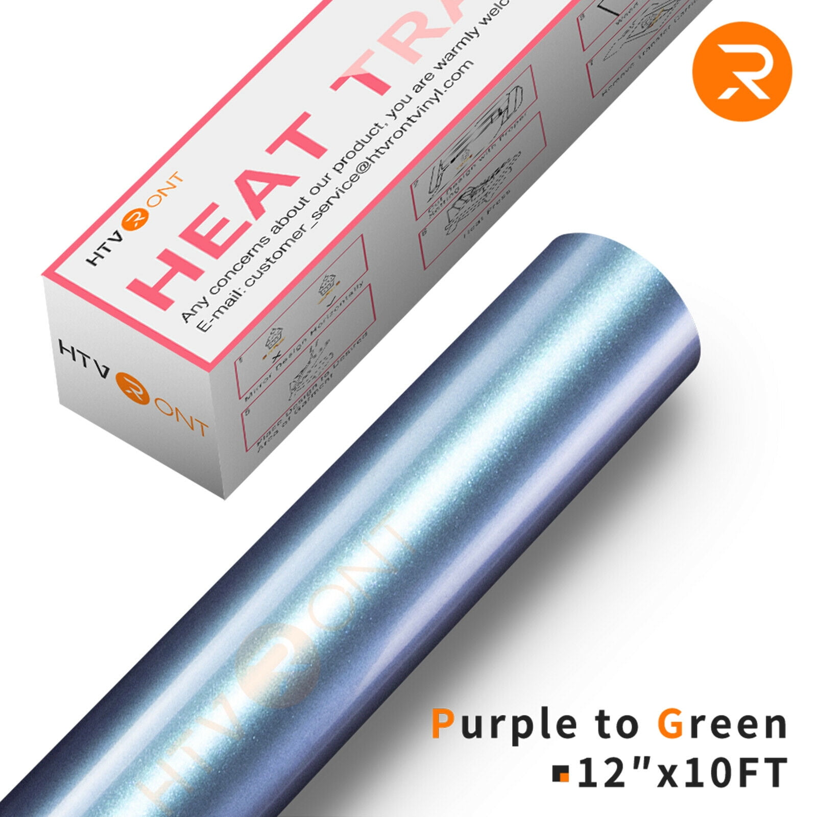 HTVRONT 12" x 5FT Purple to Green Chameleon Heat Transfer Vinyl Gradient Change Color Iron On Vinyl