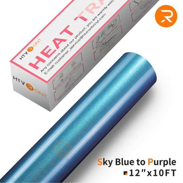 (2 pack) HTVRONT 12" x 5FT Sky Blue to Purple Chameleon Heat Transfer