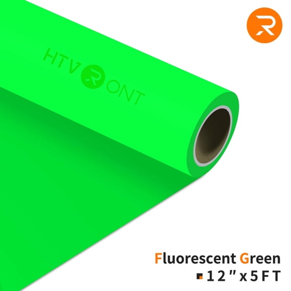 HTVRONT 12" x 5ft Heat Transfer Vinyl Fluorescent Green HTV Rolls for T-Shirts, Clothing and Textiles, Easy Transfers