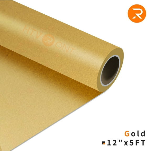 HTVRONT 12" x 5ft Heat Transfer Vinyl Gold HTV Rolls for T-Shirts, Clothing and Textiles, Easy Transfers