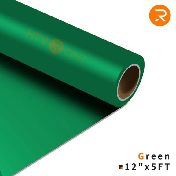 HTVRONT 12" x 5ft Heat Transfer Vinyl Green HTV Rolls for T-Shirts, Clothing and Textiles, Easy Transfers