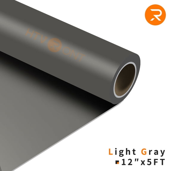HTVRONT 12" x 5ft Heat Transfer Vinyl Light Gray HTV Rolls for T-Shirts, Clothing and Textiles, Easy Transfers