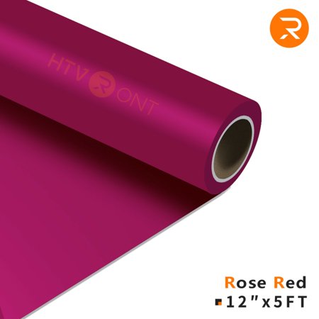 HTVRONT 12" x 5ft Heat Transfer Vinyl Rose Red HTV Rolls for T-Shirts, Clothing and Textiles, Easy Transfers
