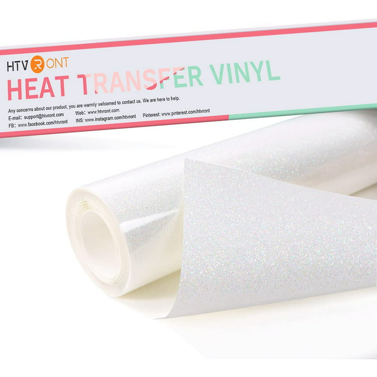 HTVRONT 12 x 6 FT Rainbow White Glitter Heat Transfer Vinyl Glitter HTV  for T-Shirts, Clothing and Textiles, Easy Transfers