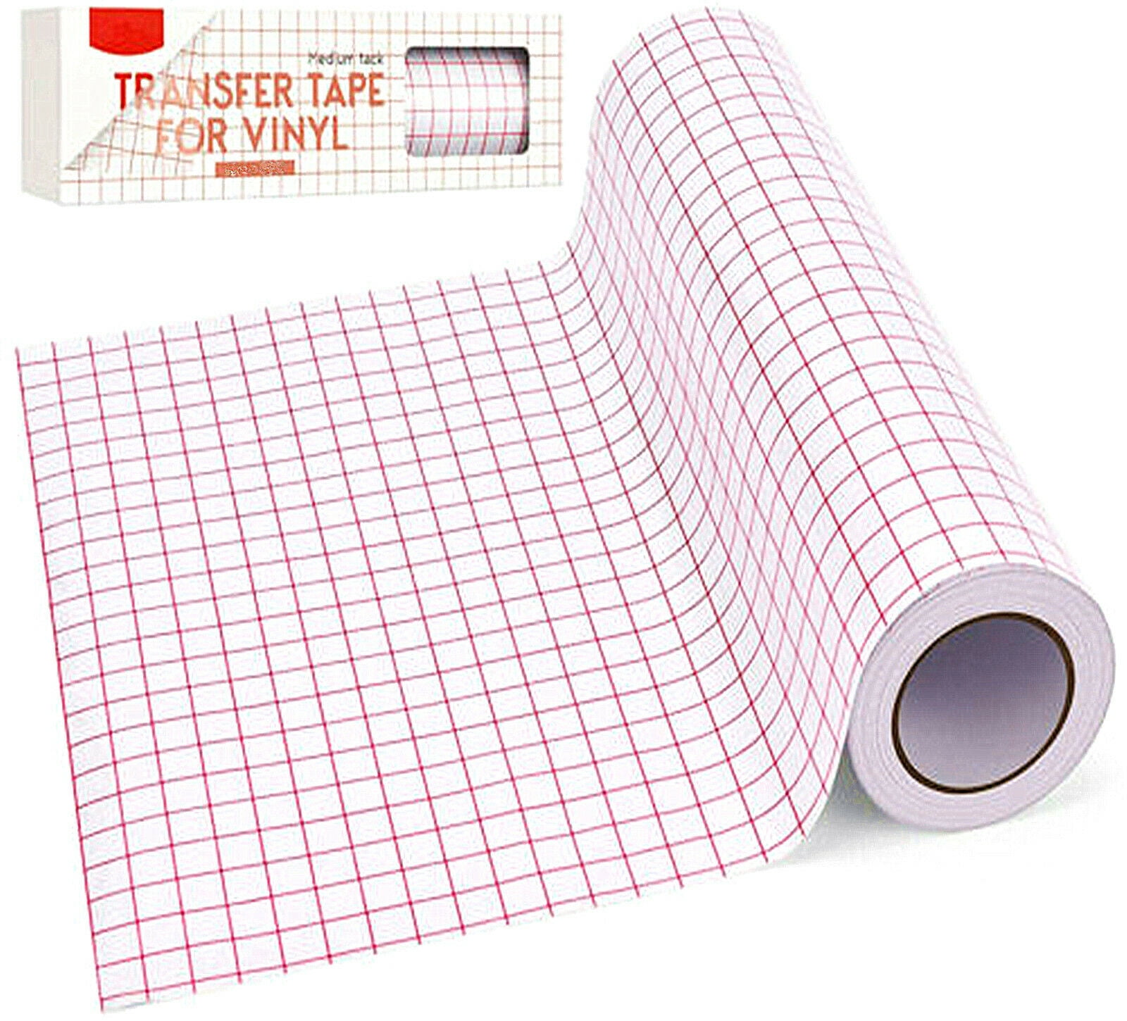 HTVRONT 12 x 200 Feet Transfer Tape for Vinyl with Red Alignment Grid Transfer  paper Perfect for Self Adhesive Vinyl for Signs Stickers Decals Walls Doors  & Windows 