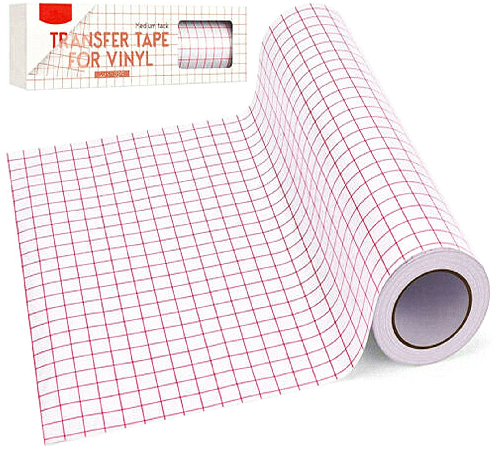  VINYL FROG Clear Vinyl Transfer Paper Tape Roll-12 x 10 FT  w/Alignment Red Grid Application Transfer Tape Perfect for Self Adhesive  Vinyl for Signs Stickers Decals Walls Doors & Windows