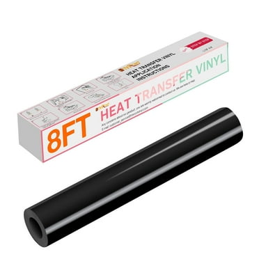HTVRONT 12" x 8FT Black HTV Vinyl Rolls Heat Transfer Vinyl, Easy to Cut & Weed for Vinyl Design