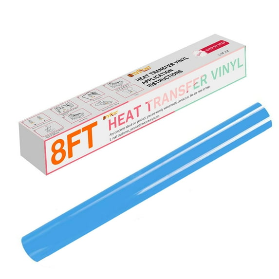 HTVRONT 12" x 8ft Lake Blue HTV Vinyl Rolls Heat Transfer Vinyl, Easy to Cut & Weed for Heat Vinyl Design