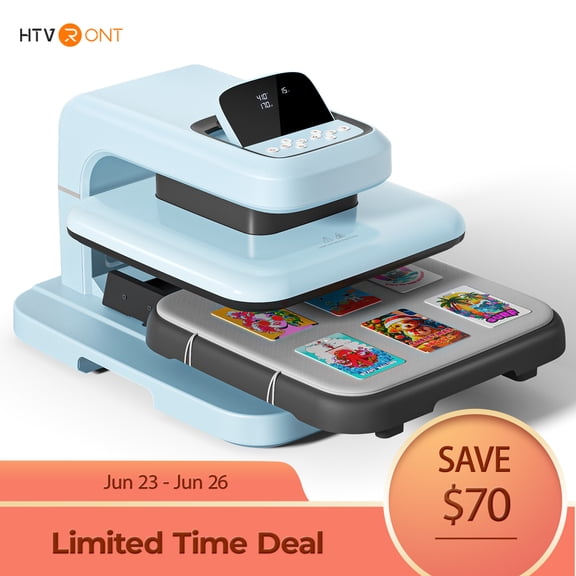 HTVRONT 15"x15" Automatic heat press Machine 2 , Professional Heat Press for Transfer Vinyl & Sublimation Project(Blue)