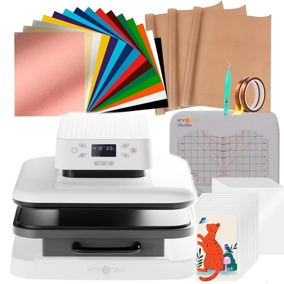 HTVRONT 1500W 15"x15" Automatic Heat Press Machine Bundle, Sublimation Printer Transfer HTV Vinyl