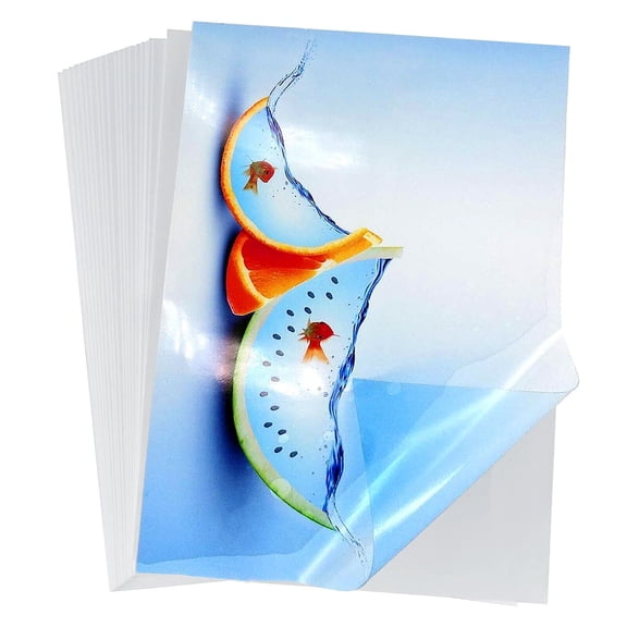 HTVRONT 15x Inkjet Printable Transparent Clear Vinyl Sticker Paper w/ 15x Laminate Paper,8.5"x11"