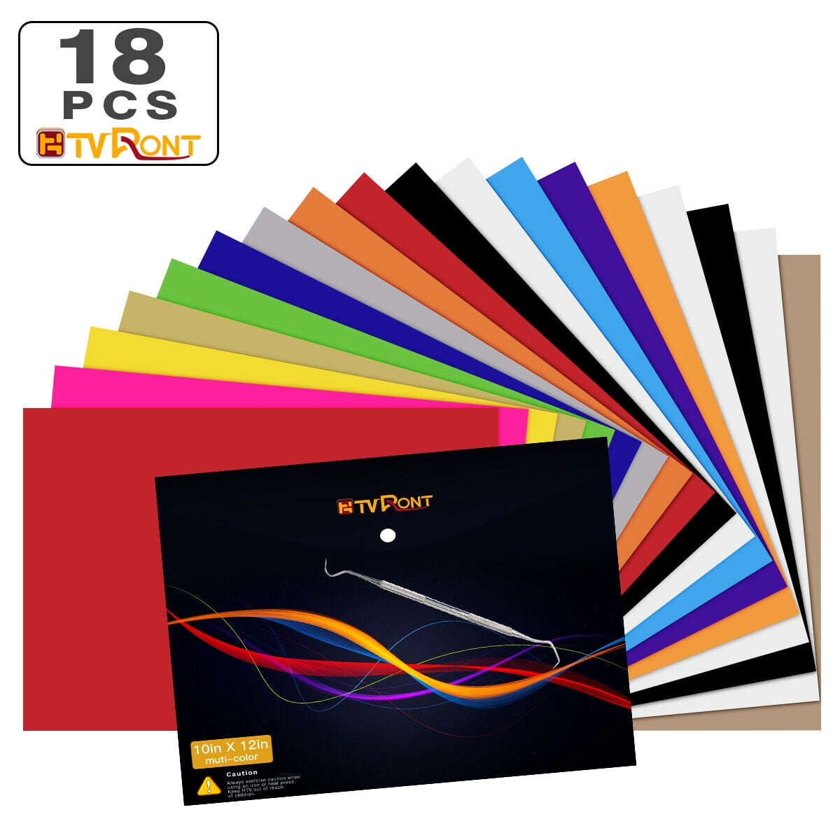 HTVRONT 18 Sheets 12 x 10 HTV Heat Transfer Vinyl Bundles Iron on for  T-Shirts, Includes HTV Accessories Tweezers, use with heat press machine 