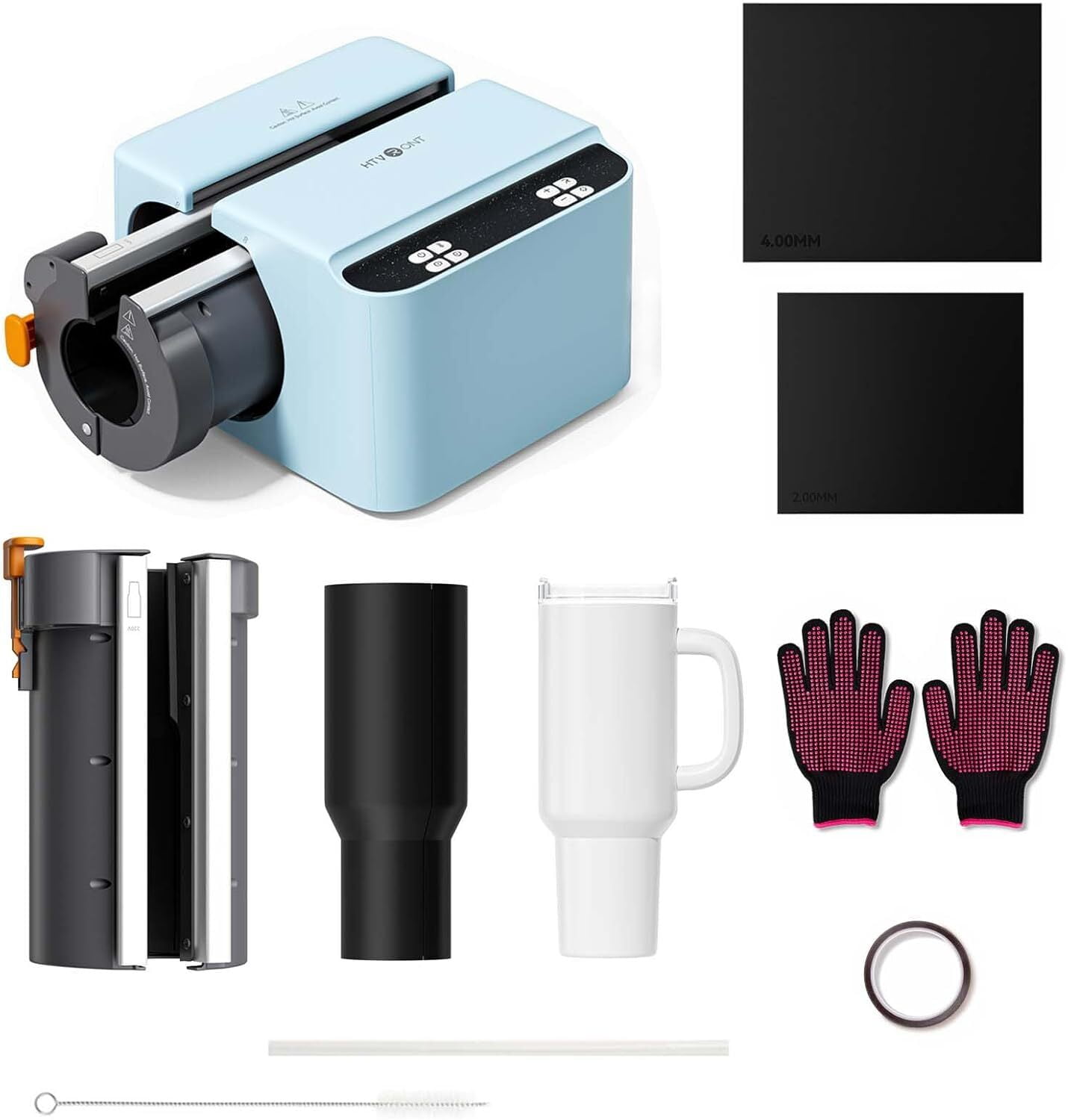 HTVRONT 2 in 1 A200 Auto Tumbler Heat Press Pro Kit - Full Cup Transfer Tumbler Press with Attachment, for 15-40oz Tumblers,Blue
