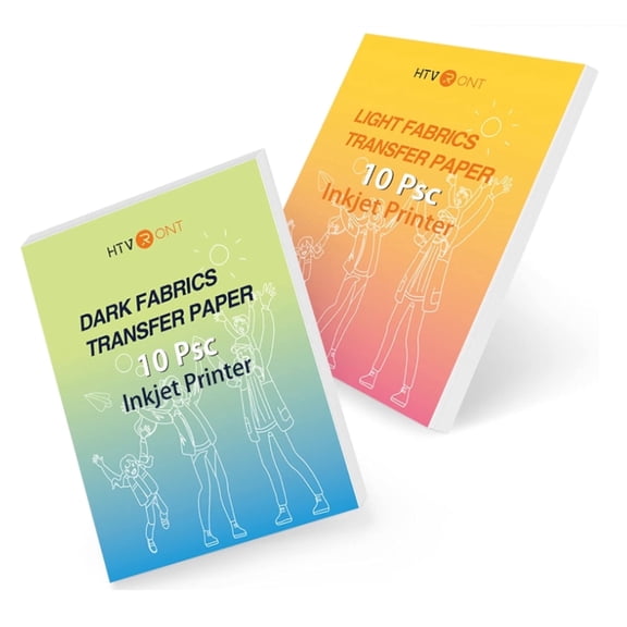 HTVRONT 20 Pack 8.5" X 11" Mixed Light & Dark Iron on Transfer Paper for T Shirts Printable for for Inkjet Printer