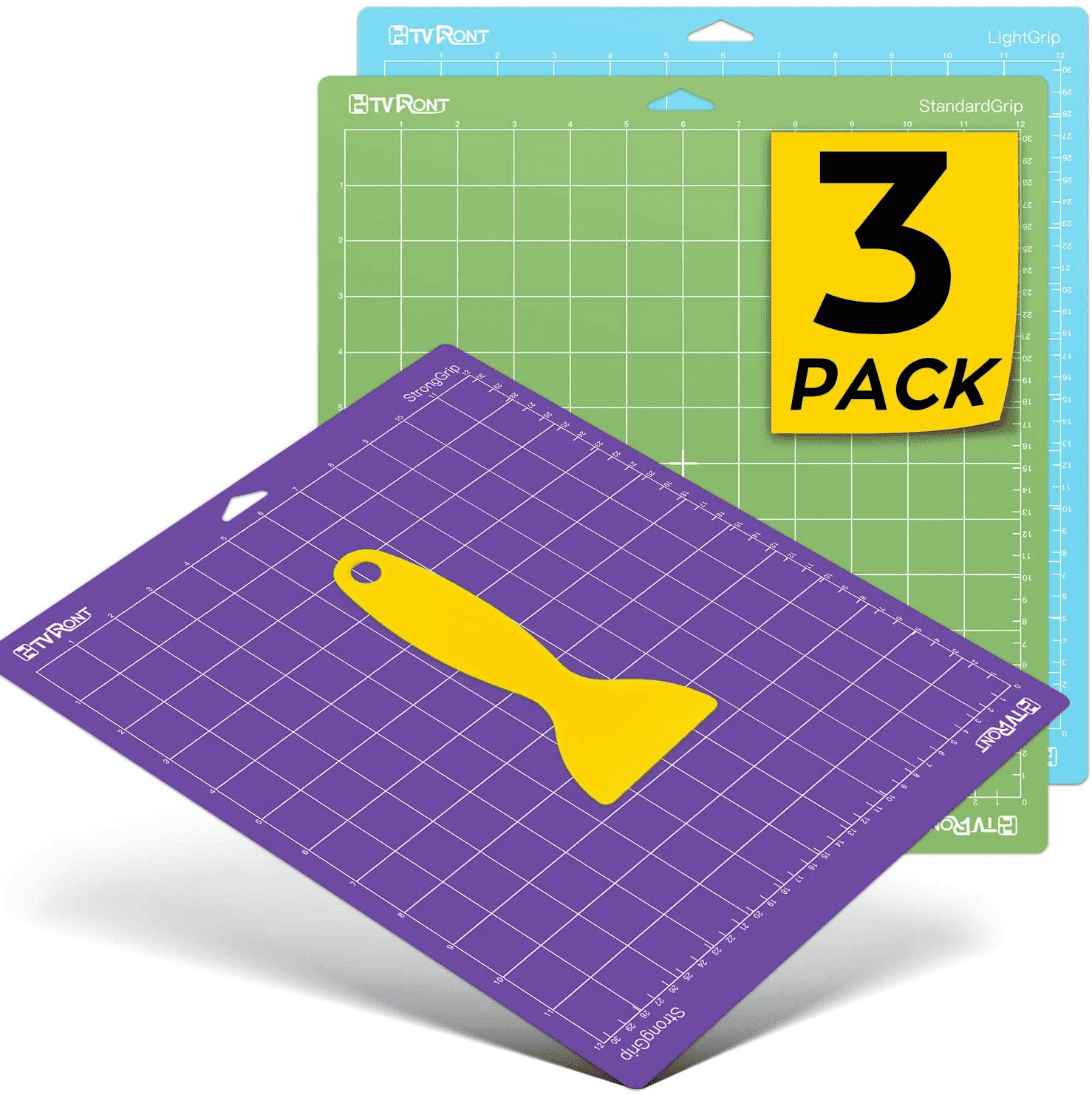 HTVRONT 3 Pack 12" x 12" mix (Light/Standard/Strong Grip) Cutting Mat for Cutter Explore Air 2/Air/One/Maker