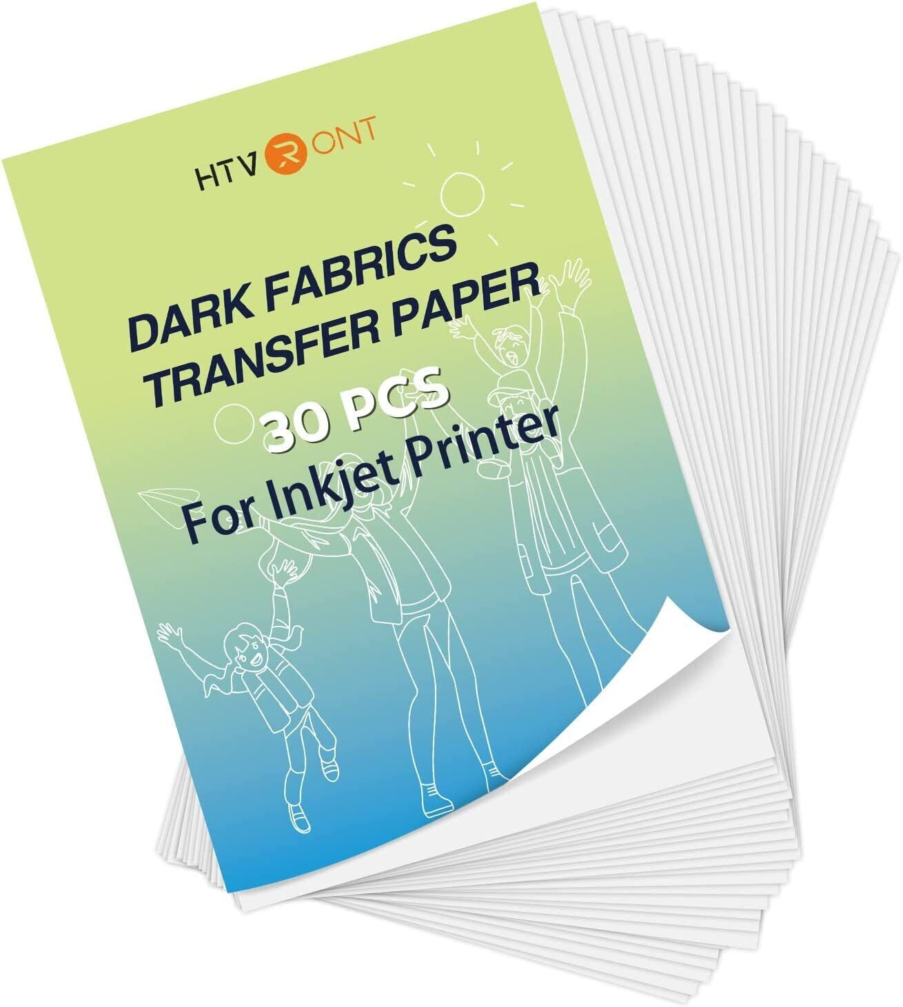 HTVRONT 30 Pack 8.5 X 11 Dark Iron on Transfer Paper for T Shirts  Printable for for Inkjet Printer 