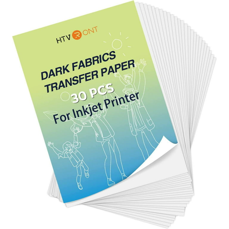 Printable Heat Transfer Vinyl Paper Inkjet Printer Iron on HTV for Dark  Fabrics 