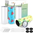 thumbnail image 1 of HTVRONT 4 Pack Sublimation Blanks Tumblers 20 OZ Skinny Stainless Steel Mugs with Box, Paper and Straw, 1 of 6