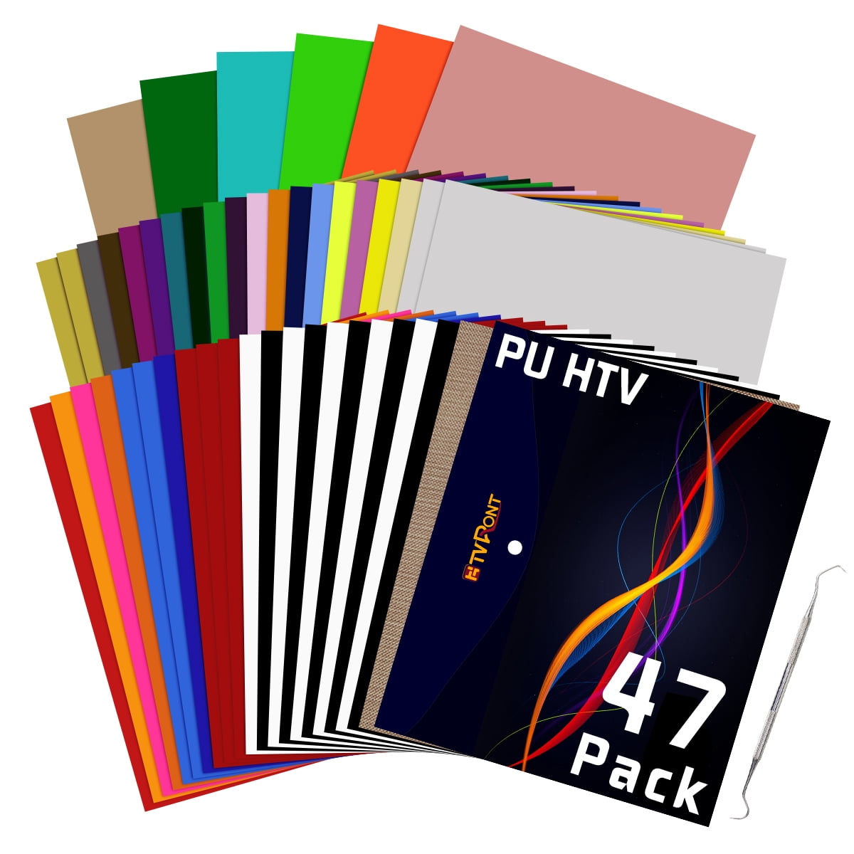 HTVRONT 47 Sheets 12 x 10 HTV Heat Transfer Vinyl Bundles Iron on for  T-Shirts, Clothing and Textiles, Easy Transfers, Includes HTV Accessories  Tweezers 