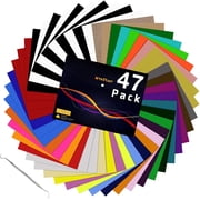 HTVRONT 47 Sheets 12" x 10" HTV Heat Transfer Vinyl Bundles Iron on for T-Shirts, Easy Transfers