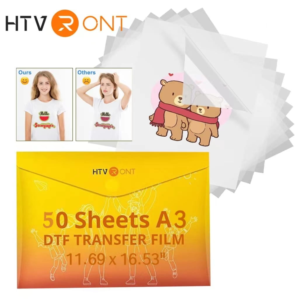 VING UV DTF Transfer Film A3 DTF Film 200 Sheets, PET Heat Transfer Paper,  11.7 x 16.5 A/B Film for UV DTF Printing, DIY Direct Print on Glass,  Leather, Metal, Acrylic 