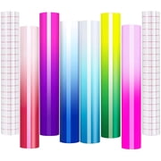 HTVRONT 6 Colors-12" x 10" Sheets Color Changing Vinyl Permanent Adhesive w/ 2 Transfer Tape Sheets Sensitive