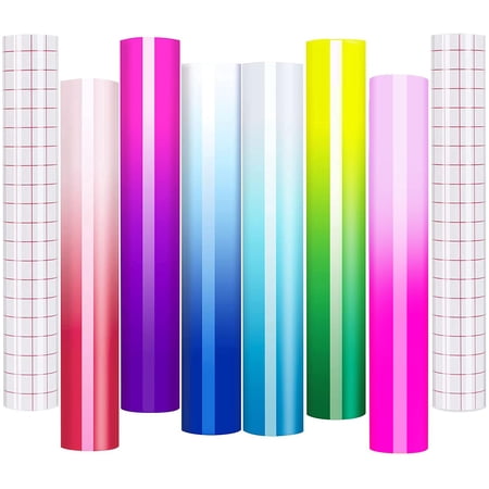HTVRONT 6 Colors-12" x 10" Sheets Color Changing Vinyl Permanent Adhesive w/ 2 Transfer Tape Sheets Sensitive