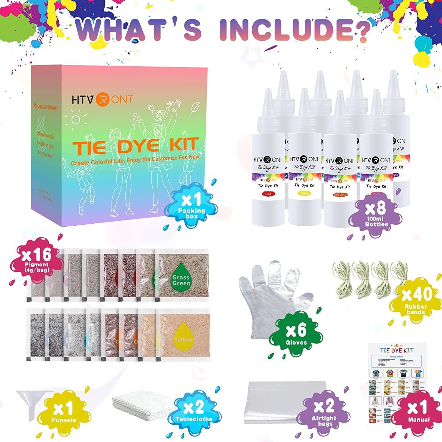 Tie Dye Kit - 40 Colors Fabric Tie Dye Kits for DIY Textile Paint Art -  All-in-1 Tie-Dye Color Powder Set for Shirt, Hoodie, Fabric Clothes  Painting