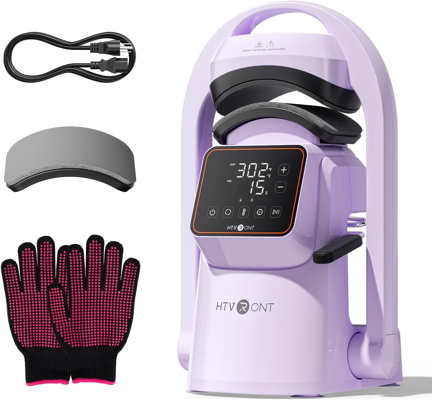 HTVRONT Auto Hat Press Machine - Hat Heat Press Machine with Precise Temp&Timer Control, Hat Heat Press Machine for Caps with 2 Platens, Compatible with DTF Film, Embroidery, Sublimation (Purple)